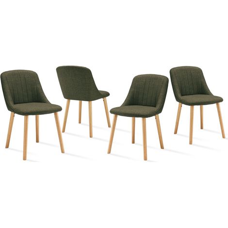Goeurvant Moderne Esszimmerstühle mit dicker Sitzpolsterung, ergonomischer Rückenlehne und Holzbeinen, Stil und Komfort in einem - 4er Set - Grasgrün