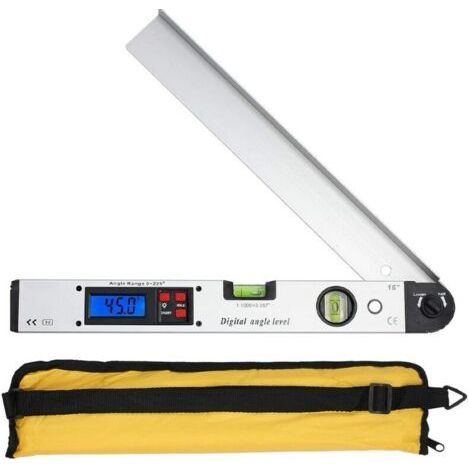 0-225° Digital Angle Protractor 400mm/16inch Digital Horizontal Angle Ruler LCD Backlit Spirit Levels for DIY Roofing Engineering with Pouch (1/4)