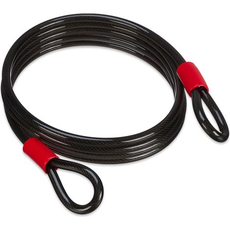 Cable antirrobo flexible seguro 1 m altura 12 mm para bicicletas carritos muebles de jardín de acero negro 130014085 (1/4)