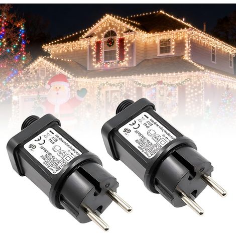 2 Pièce 31V 6W Clignoteur pour Guirlande, Transformateur pour Guirlande LED Adaptateur Pilote Basse Étanche IP44 avec 8 Modes pour Décorations de Noël Eclairage de Jardin (1/5)