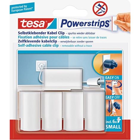 tesa Powerstrips Kabel Clip weiß Haushaltsklebeband & Klebehaken (1/5)