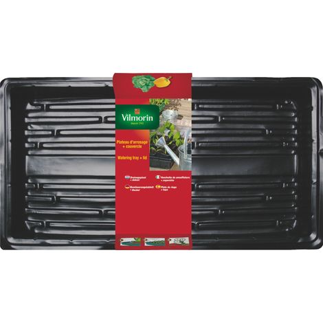 Vilmorin – Plateau d'arrosage pour semis – Couvercle avec fond rainuré pour drainage optimal – 60x40cm – Pour conditions de germination idéales