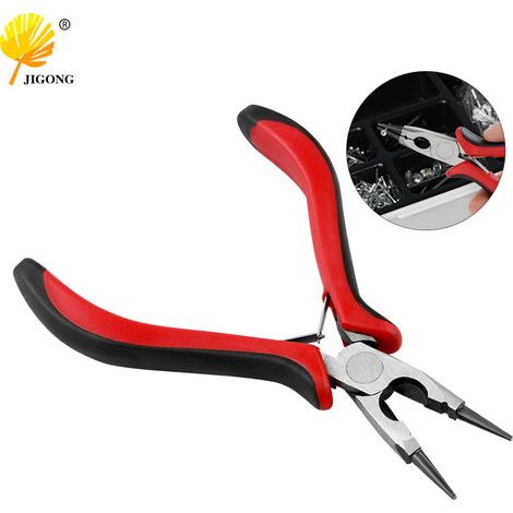 Pince à bec rond à poignée noire et rouge, outil de fabrication de bijoux DIY, pince à bec rond à ressort, pince à bijoux, pince à bijoux artisanale (1/5)