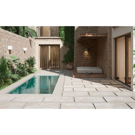 Carrelage effet pierre 61x61 cm – Grès porcelaine émaillé antidérapant R11 – Épaisseur 20 mm pour pose sur plots – Finition mate – TAU