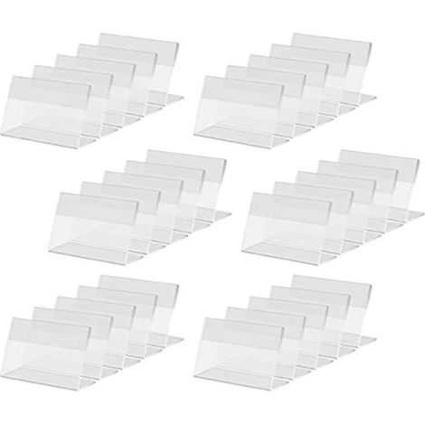 Set aus 30 Mini-Displayständern aus transparentem Acryl, L-Form, horizontal geneigt, für Visitenkarten (7 x 4 cm). (1/5)