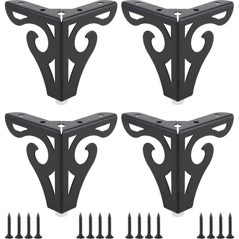 4 Pièces Moderne Pied de Table, Pied Meuble Épingle, Pied de Table en Métal, Pieds de Meubles Triangulaires, 10 cm, Avec Vis, pour Table Basse, Table à Manger, Table de Chevet, Armoire et Canapé (1/5)