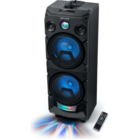 Enceinte Bluetooth M-1935DJ 400W – Lumières colorées – Son puissant pour soirées – Radio et enceinte pour salle de bain – Muse (1/5)