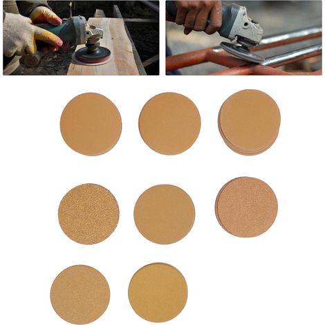 3-Zoll-Klebeschleifscheiben mit D-Körnung, 100 Blatt Aluminiumoxid-Schleifpapier, Körnung 40 bis 800, für Holz und Automobile (1/5)