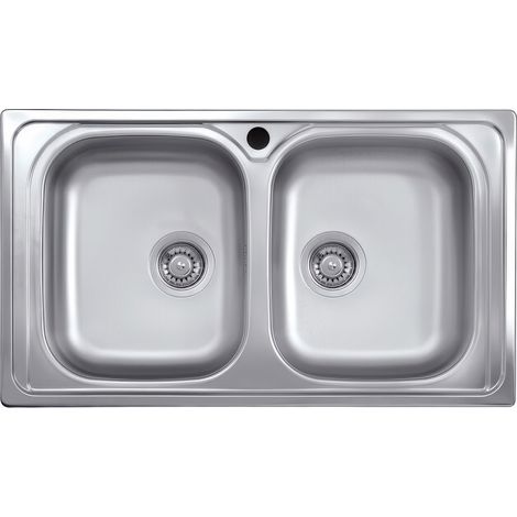 Lavello a due vasche 86x50 cm superficie satinata - SA322