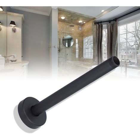 【Brazo de ducha】 Brazo de ducha de 8 pulgadas con conexión NPT de 20 mm para montaje en pared, acero inoxidable SUS304, negro, con cubierta decorativa (1/5)