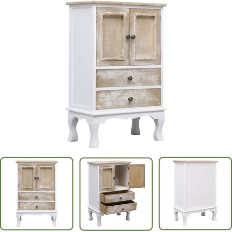 The Living Store Schubladenkommode Weiß 50x30x80 cm Holz - Sideboard - Holzmöbel - Weißer Schrank - Kommode - TV-Stand (1/5)