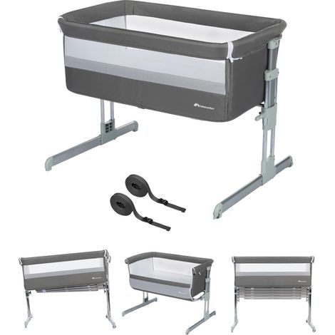 Bebeconfort Calidoo, Culla Neonato Fianco Letto 2 in 1, 0-6 Mesi (0-9 kg), Culla Co-sleeping Reclinabile, 5 Altezze, Ampio Materasso Imbottito, Pannelli a Rete, Lato Facile da Aprire, Gray Mist (1/5)