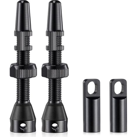 valves Presta tubeless pour vélo, noires, en alliage (44 mm) (1/2)