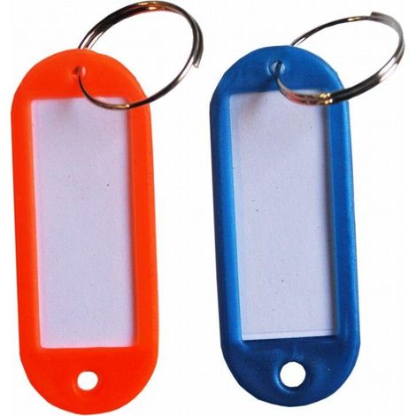 FPLUS llavero portaet.blanco x 100 uds. , LLavero plastico para poner nombre.Diferentes colores.