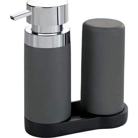 Station de lavage Easy-Squeeze, distributeur liquide vaisselle et distributeur savon liquide, gris, 240 ml, 15 x 18 x 7 cm-Fei Yu (1/5)