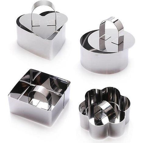 4 Pices Cercle A Patisserie, Moulle Patisserie Rond,de Cuisson Anneau  Gteau En Acier Inoxydable Moules  Mousse Anneaux  Dessert (1/5)