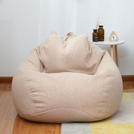 Nouveau pouf extra large, housse de canapé, fauteuil relax d'intérieur pour adultes et enfants, prix promotionnel - 80 x 90 cm - Kaki (1/5)