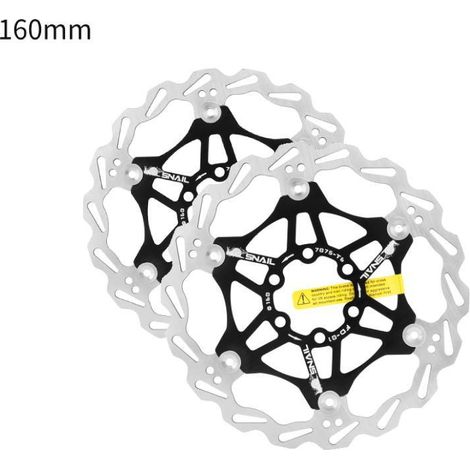 Lot de 2 disques de frein flottants, disques de frein à six pointes, plaquettes de frein pour vélo, VTT, 160 mm (noir) (1/2)
