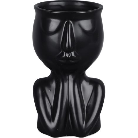 Pot de jardinière en céramique pour visage, Style nordique, moderne et innovant, succulent pour la maison, le bureau, l'htel, ornements de bureau, noir (1/5)