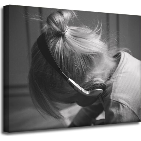 Leinwanddruck „Menschen“ – Mädchen mit Kopfhörern