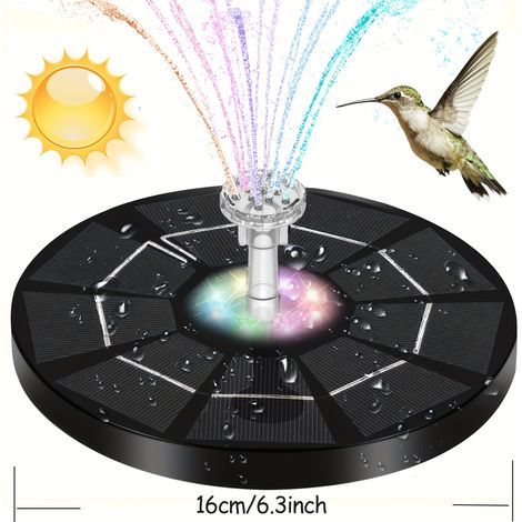 Pompe à eau solaire flottante portable avec éclairage, idéale pour l'abreuvement des oiseaux. (1/5)