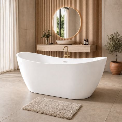 Badplaats Freistehende Badewanne Alegre 170 x 78 x 68 cm Weiß Ho (1/5)