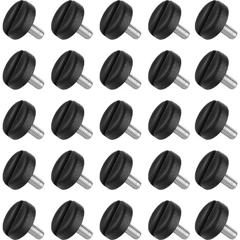 (noir) 25pcs base de meubles réglable, M6 x 20mm pieds de meubles réglables, vis de réglage vis de réglage pieds de nivellement, pieds réglables avec écrou d'impact, pour chaises, tables, canapés