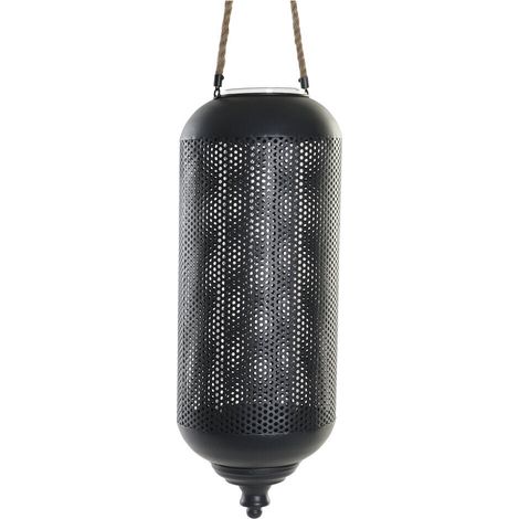 DKD Home Decor Bougeoir Métal Noir avec Corde 22x22x63 cm (1/4)
