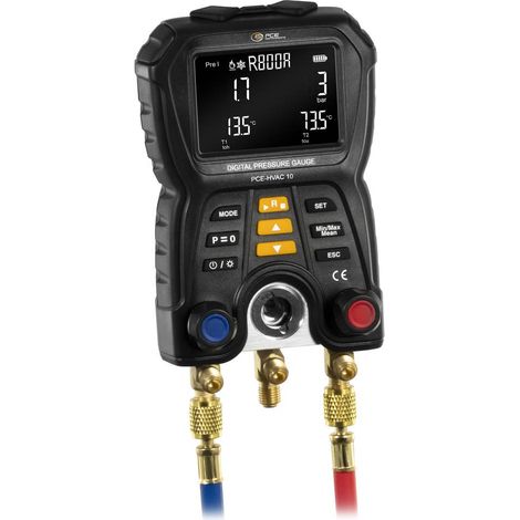 Misuratore di pressione PCE Instruments PCE-HVAC 10 misurazione fino a 60 bar blocco valvole a 2 vie con 3 collegament