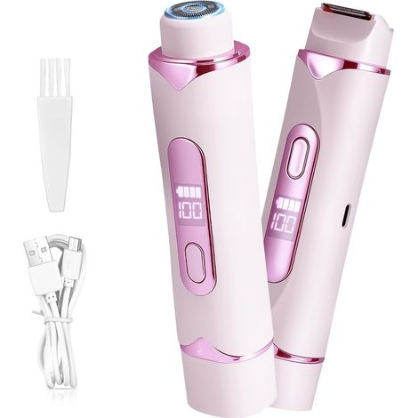 2026 Damen-Intimrasierer – 2-in-1-Elektrorasierer für Bikinizone und Körper, IPX7 wasserdicht, schmerzfrei, Pink (1/5)