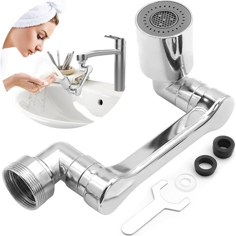 Extension Robinet,1080° Robinet à Rallonge Rotatif Multifonctionnel,Universel Rallonge Robinet Cuisine,Tete de Robinet Ajustable,pour cuisine et salle de bain robinets (1/5)