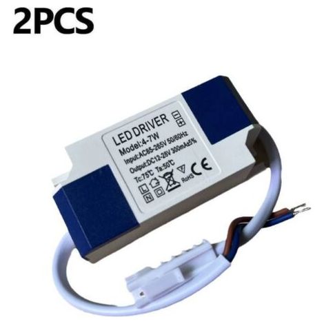 Pack de 2 pilotes LED, transformateur pour plafonnier LED 4-7 W, alimentation pour panneau LED, alimentation pour pilote LED, connecteur CC pour plafonnier LED