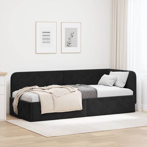 Eckbettgestell Schwarz 80 x 200 cm Samt
