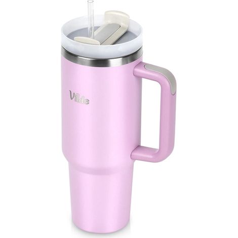 Pink Stainless Steel Travel Mug with Handle, 1.2 L (1/5)