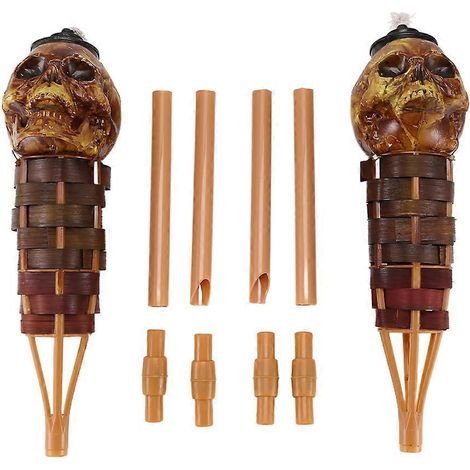Torche décorative en forme de crâne faite à la main, idéale pour Halloween et le jardin. (1/5)