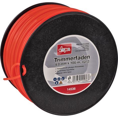 Motorsense Freischneider Mähfaden Trimmerfaden 4mm x 100m rund Nylon Signalfarbe (1/2)