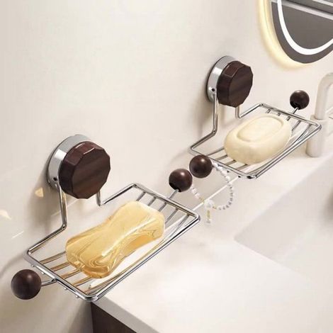 1 article - Porte-savon à ventouse - Avec support de fixation - Porte-savon de salle de bain - Moderne et simple (1/5)