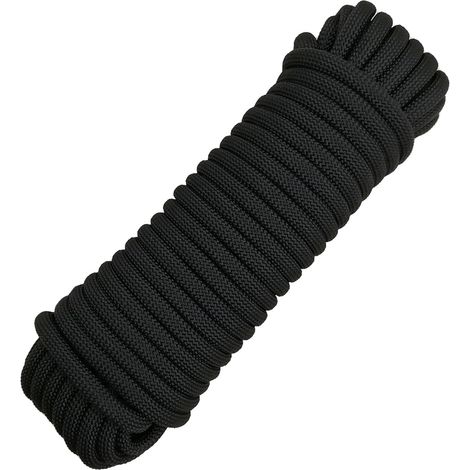 Corde Nylon 10mm - 20m - Noire - Multi-usages - Camping Bateau Remorquage (1/5)