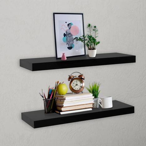 vidaXL Étagères murales flottantes 2 pcs Noir 60x20x3,8 cm (1/5)