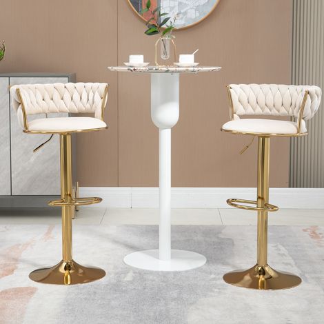 Set 2 sgabelli bar girevoli velluto avorio OKMYHOME (1/5)