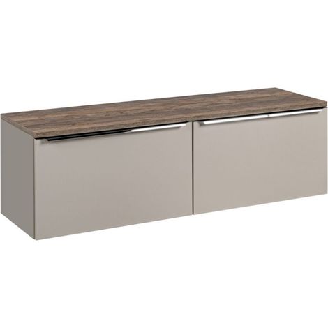 Conjunto de baño VANTA color topo: mueble bajo lavabo 160cm + encimera lavabo