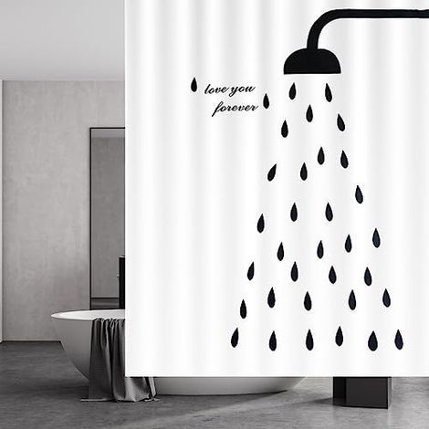 Rideau Douche 180x200 cm, Rideau de Douche Anti Moisissure Tissu Imperméable Lavable Accessoire de Salle de Bain avec 11 Crochets (1/4)