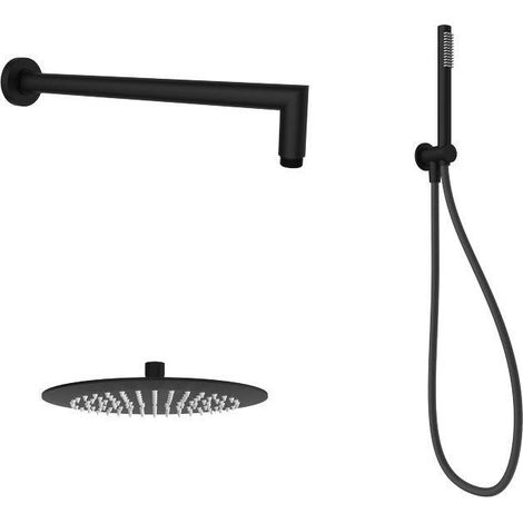 Conjunto de ducha con rociador de Ø25 en color negro mate Ercos Round BNKISK0014  Negro mate