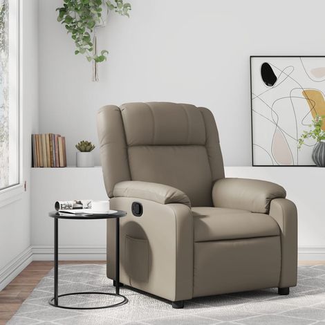 Sillón reclinable de cuero sintético color capuchino vidaXL (1/5)