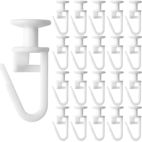 50 Pieces Curtain Hooks with 10mm Eyelets, with Lockable Hook for Curtain Tracks and Rods, Curtain Accessories, Curtain Hooks, Rail Type Curtain Hooks, White (1/5)