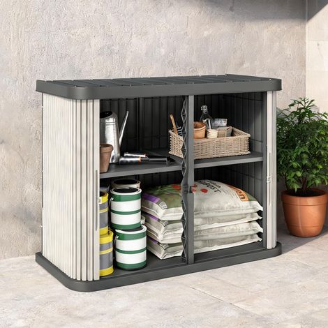 Chariot de jardin Coffre jardin 480 L polypropylène marron (1/5)