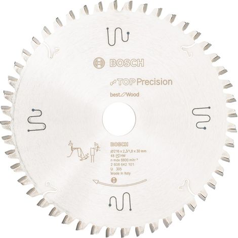 Bosch Kreissägeblatt Top Precision Best for Wood, 216 x 30 x 2,3 mm, 48