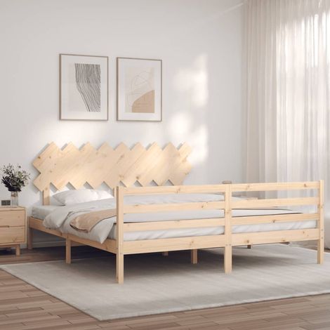 Bed Frame without Mattress Super King Size Solid Wood vidaXL (1/5)