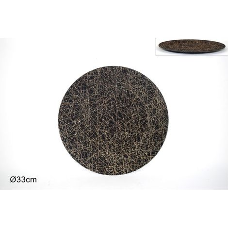 SOTTOPIATTO 33 CM NERO GLITTERATO ORO