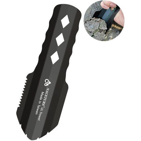Ultralight Backpacking Trowel Aluminum Shovel Small Potty Multitool with Longer Handle Design Essential for Hiking, Camping and Survival Bags(Black 1 Pack) (1/5)
